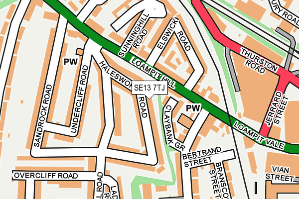 SE13 7TJ map - OS OpenMap – Local (Ordnance Survey)