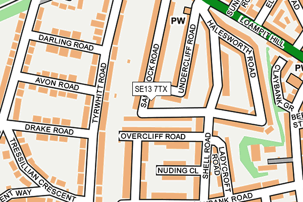 SE13 7TX map - OS OpenMap – Local (Ordnance Survey)