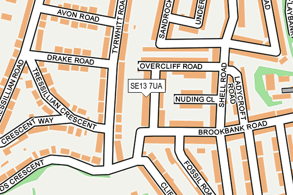 SE13 7UA map - OS OpenMap – Local (Ordnance Survey)