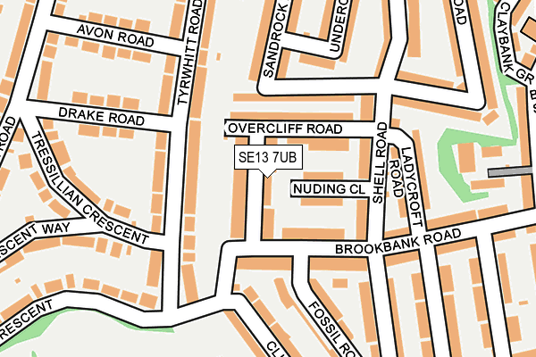 SE13 7UB map - OS OpenMap – Local (Ordnance Survey)