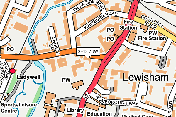 SE13 7UW map - OS OpenMap – Local (Ordnance Survey)