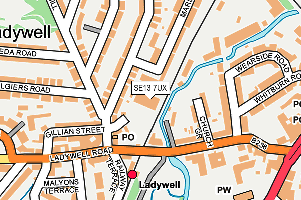 SE13 7UX map - OS OpenMap – Local (Ordnance Survey)