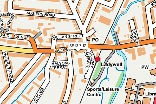 SE13 7UZ map - OS OpenMap – Local (Ordnance Survey)