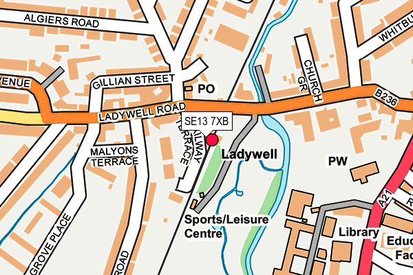 SE13 7XB map - OS OpenMap – Local (Ordnance Survey)