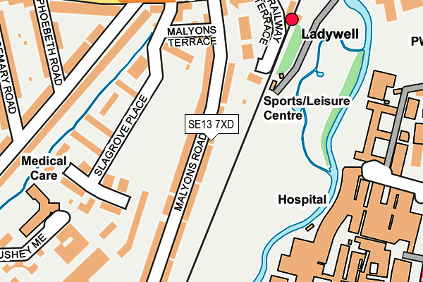 SE13 7XD map - OS OpenMap – Local (Ordnance Survey)
