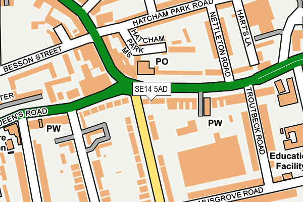 SE14 5AD map - OS OpenMap – Local (Ordnance Survey)