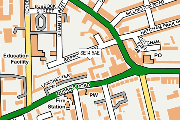 SE14 5AE map - OS OpenMap – Local (Ordnance Survey)