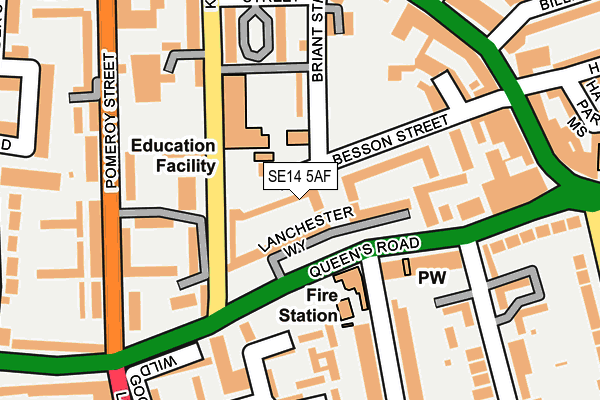 SE14 5AF map - OS OpenMap – Local (Ordnance Survey)