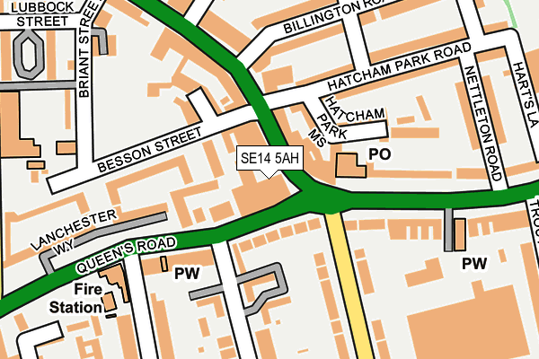 SE14 5AH map - OS OpenMap – Local (Ordnance Survey)