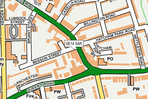 SE14 5AR map - OS OpenMap – Local (Ordnance Survey)