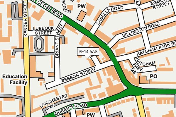 SE14 5AS map - OS OpenMap – Local (Ordnance Survey)