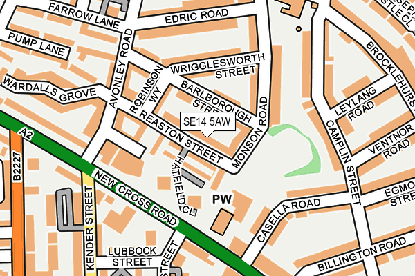 SE14 5AW map - OS OpenMap – Local (Ordnance Survey)