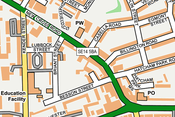 SE14 5BA map - OS OpenMap – Local (Ordnance Survey)