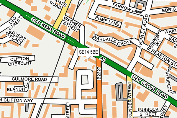 SE14 5BE map - OS OpenMap – Local (Ordnance Survey)