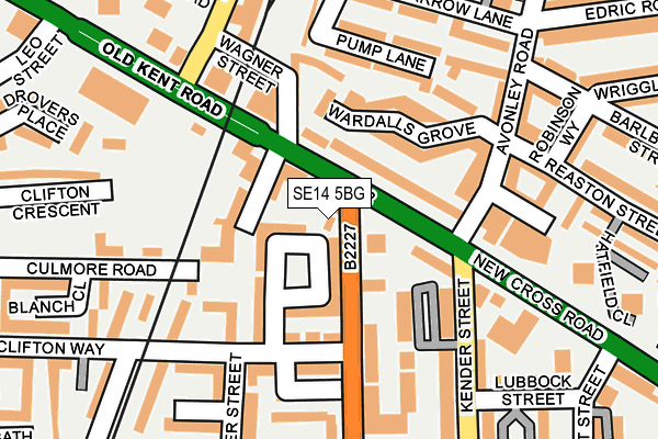 SE14 5BG map - OS OpenMap – Local (Ordnance Survey)