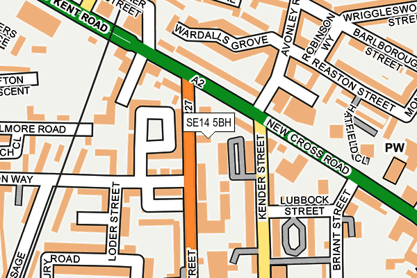 SE14 5BH map - OS OpenMap – Local (Ordnance Survey)
