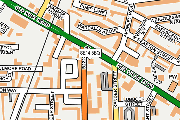 SE14 5BQ map - OS OpenMap – Local (Ordnance Survey)