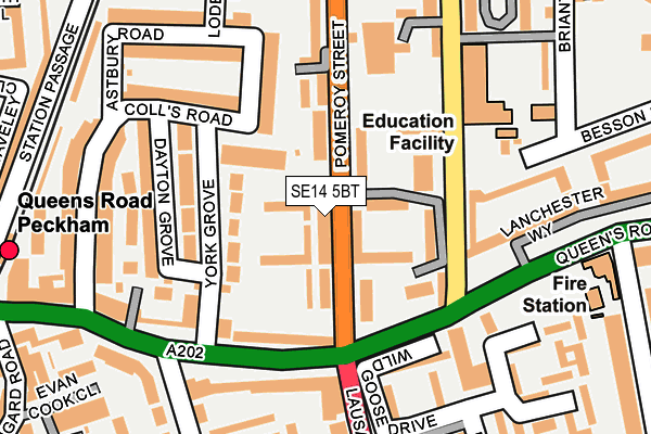 SE14 5BT map - OS OpenMap – Local (Ordnance Survey)