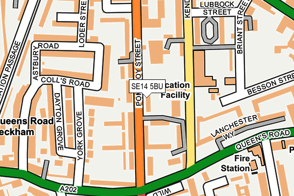 SE14 5BU map - OS OpenMap – Local (Ordnance Survey)
