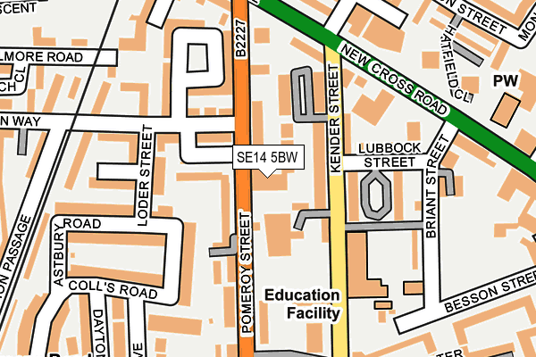 SE14 5BW map - OS OpenMap – Local (Ordnance Survey)