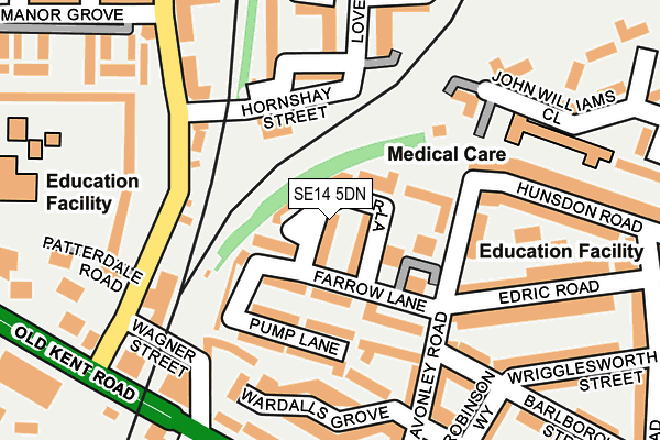 SE14 5DN map - OS OpenMap – Local (Ordnance Survey)