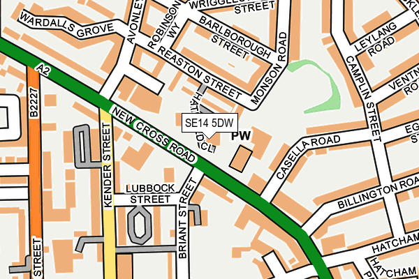 SE14 5DW map - OS OpenMap – Local (Ordnance Survey)
