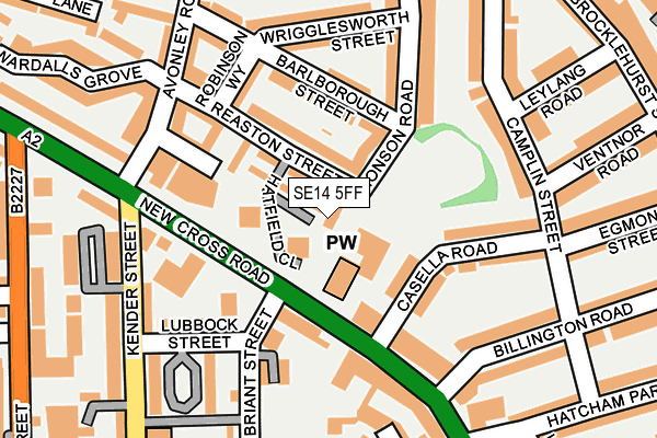 SE14 5FF map - OS OpenMap – Local (Ordnance Survey)