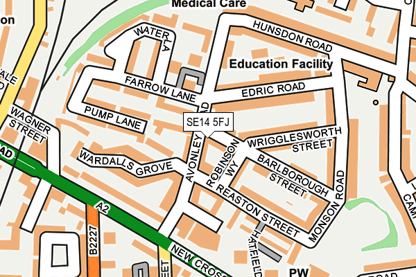 SE14 5FJ map - OS OpenMap – Local (Ordnance Survey)