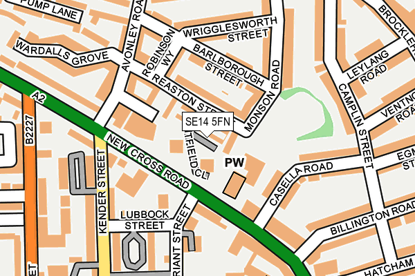 SE14 5FN map - OS OpenMap – Local (Ordnance Survey)