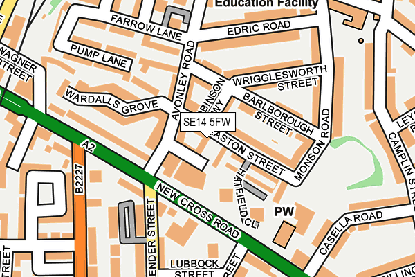 SE14 5FW map - OS OpenMap – Local (Ordnance Survey)