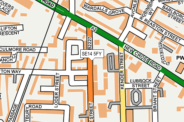 SE14 5FY map - OS OpenMap – Local (Ordnance Survey)