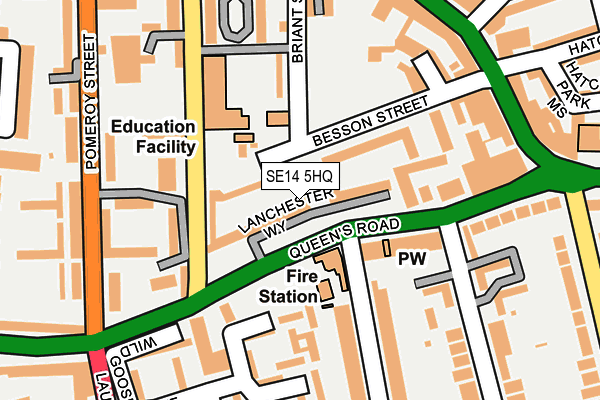 SE14 5HQ map - OS OpenMap – Local (Ordnance Survey)