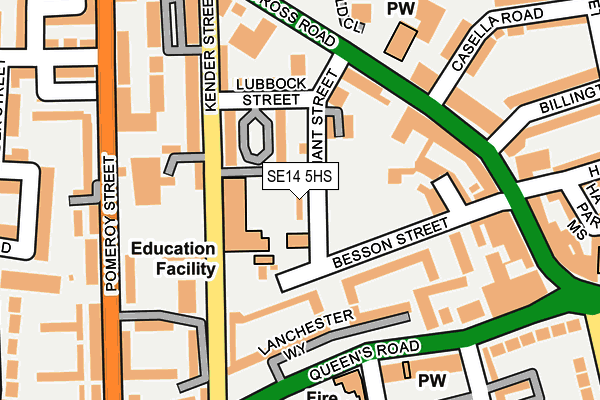 SE14 5HS map - OS OpenMap – Local (Ordnance Survey)