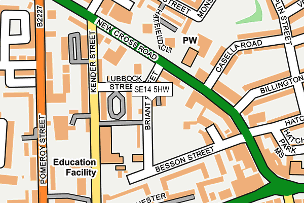SE14 5HW map - OS OpenMap – Local (Ordnance Survey)
