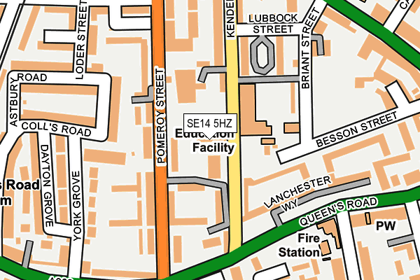 SE14 5HZ map - OS OpenMap – Local (Ordnance Survey)