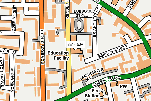 SE14 5JA map - OS OpenMap – Local (Ordnance Survey)