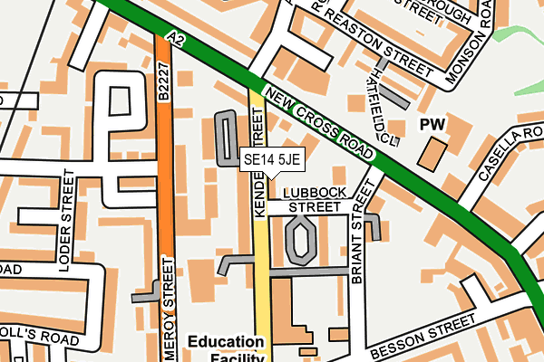 SE14 5JE map - OS OpenMap – Local (Ordnance Survey)