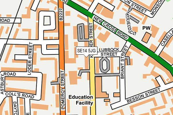 SE14 5JG map - OS OpenMap – Local (Ordnance Survey)