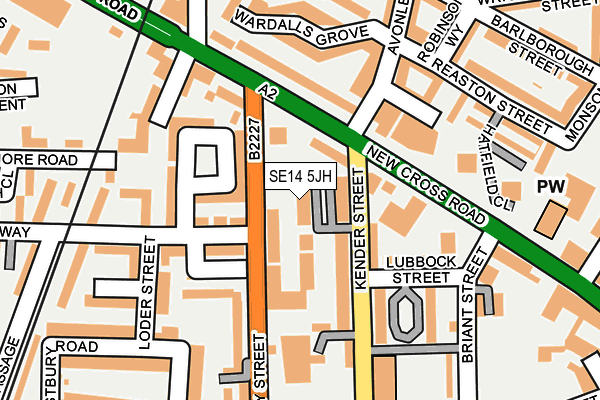 SE14 5JH map - OS OpenMap – Local (Ordnance Survey)