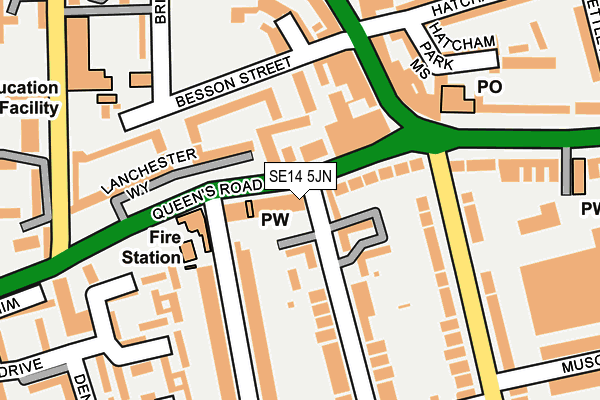 SE14 5JN map - OS OpenMap – Local (Ordnance Survey)