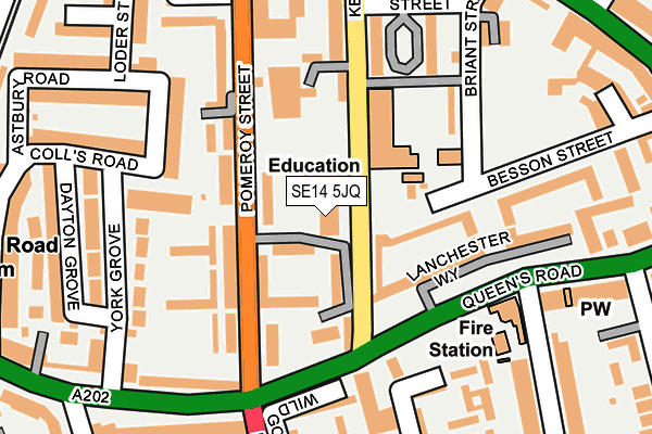 SE14 5JQ map - OS OpenMap – Local (Ordnance Survey)