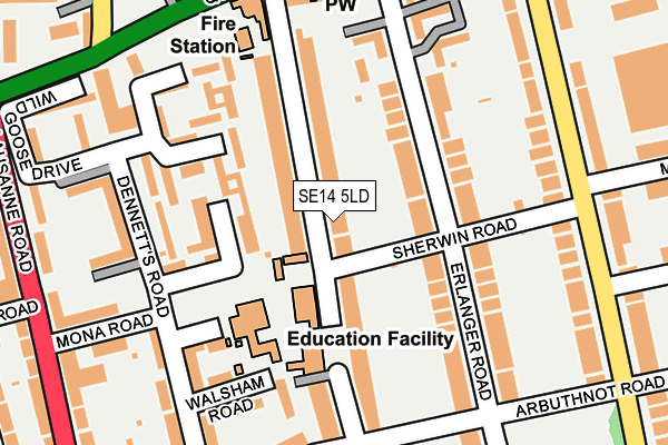 SE14 5LD map - OS OpenMap – Local (Ordnance Survey)