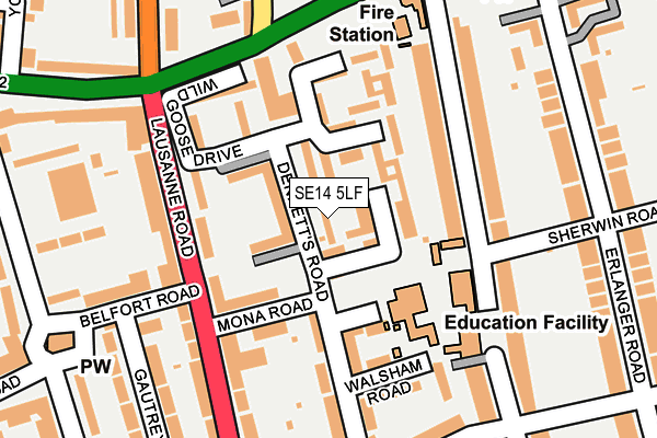 SE14 5LF map - OS OpenMap – Local (Ordnance Survey)