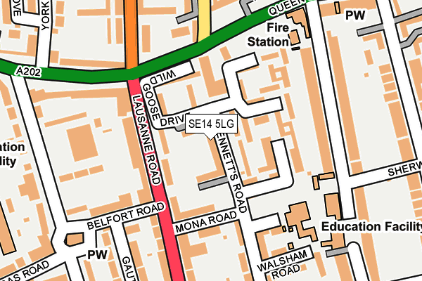 SE14 5LG map - OS OpenMap – Local (Ordnance Survey)