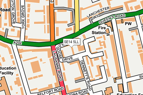 SE14 5LL map - OS OpenMap – Local (Ordnance Survey)