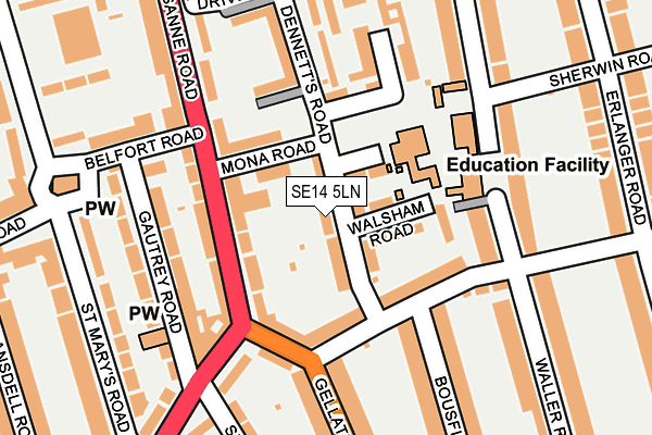 SE14 5LN map - OS OpenMap – Local (Ordnance Survey)