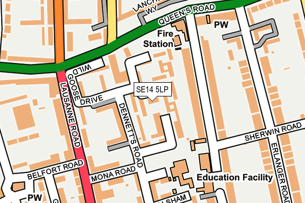 SE14 5LP map - OS OpenMap – Local (Ordnance Survey)