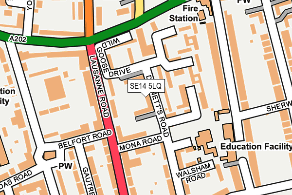 SE14 5LQ map - OS OpenMap – Local (Ordnance Survey)