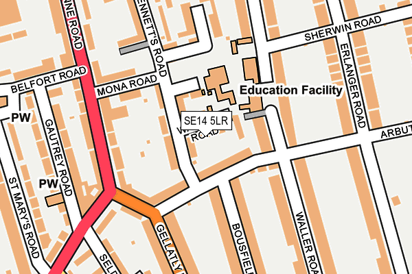 SE14 5LR map - OS OpenMap – Local (Ordnance Survey)
