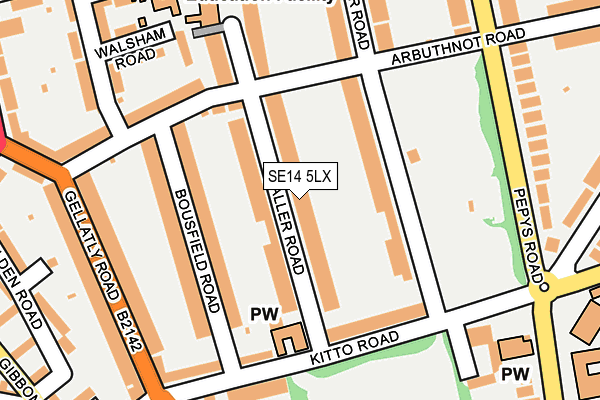 SE14 5LX map - OS OpenMap – Local (Ordnance Survey)